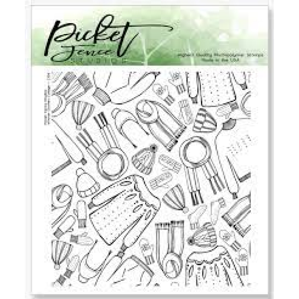 Picket Fence Studios Winter Clothes Collage Clear Stamps (C-109) (745558001092)